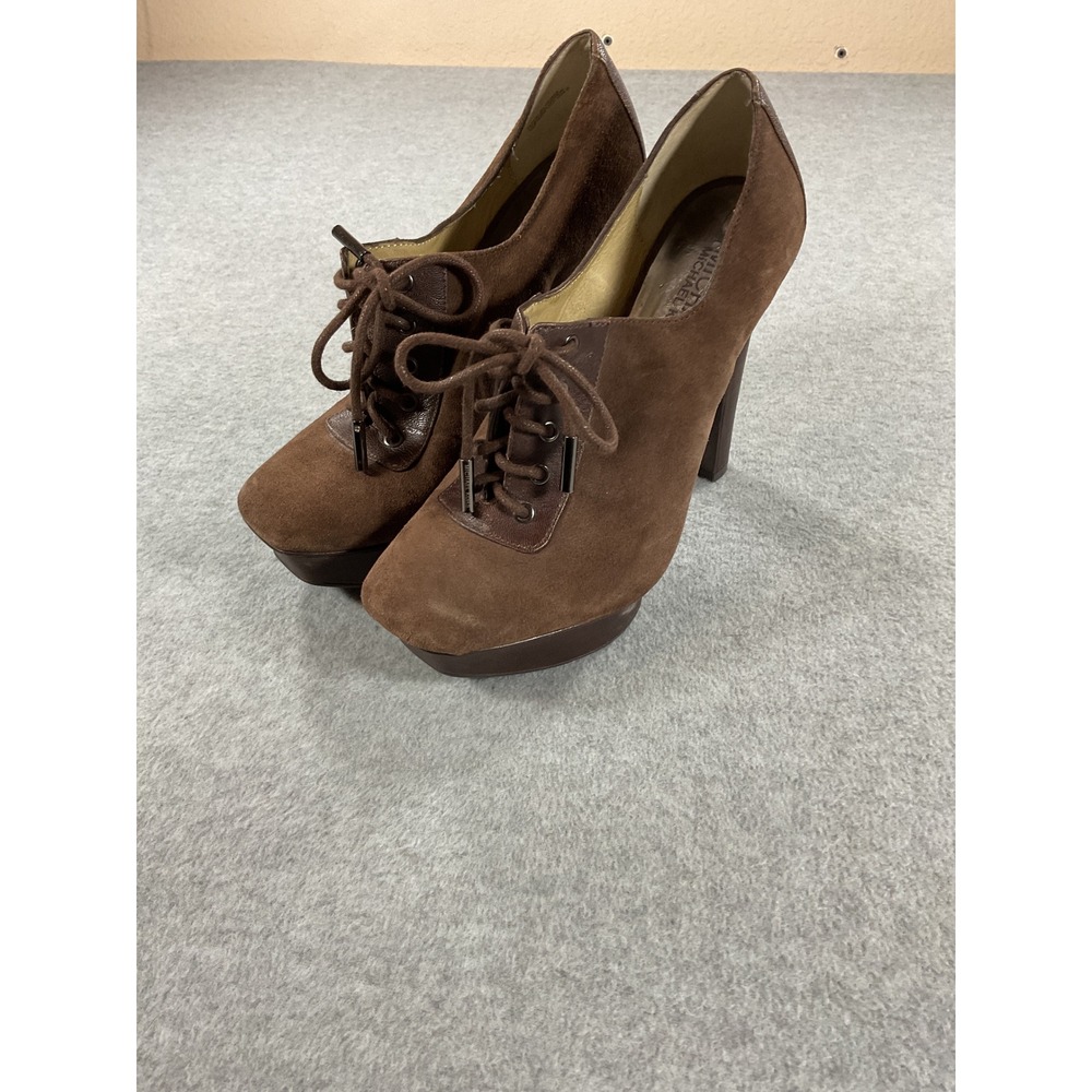 Michael Michael Kors Brown Suede Lace Up Platform Shooties Heels Womens 7M